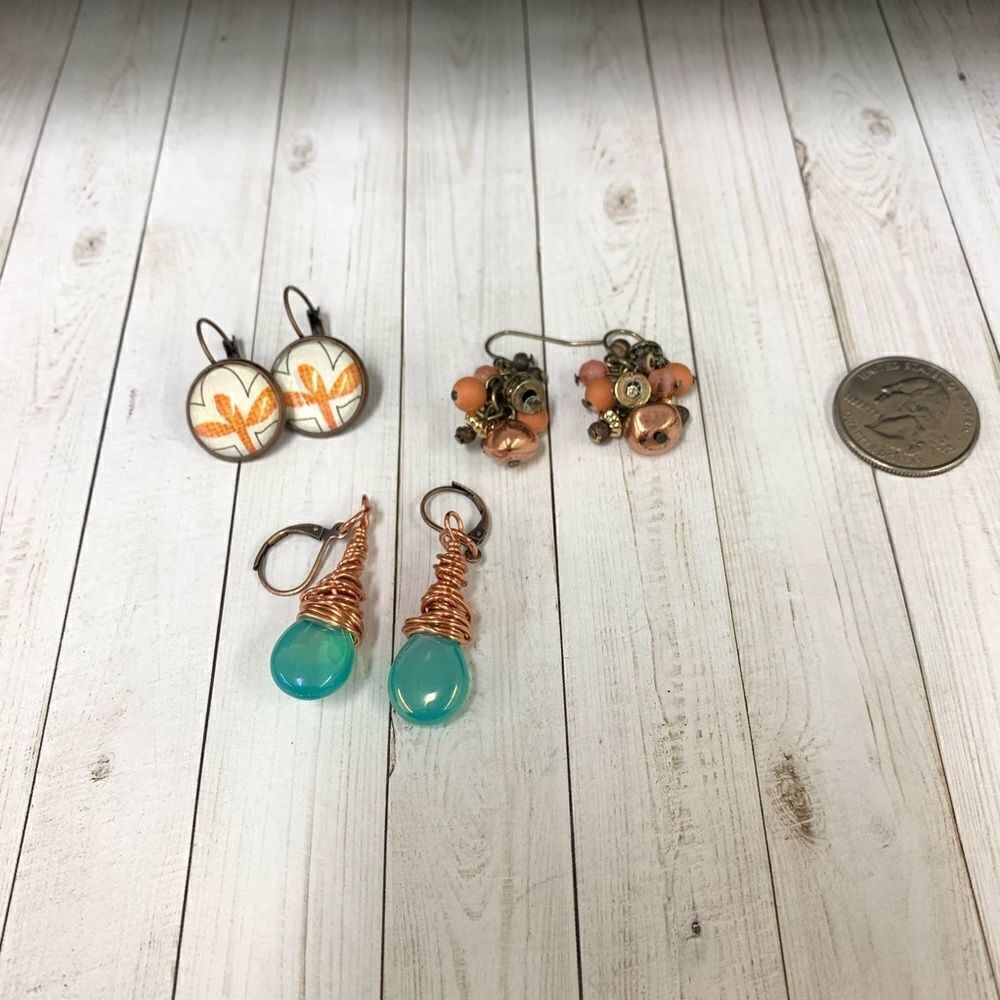 Copper Dangle Earring Lot Bundle‎